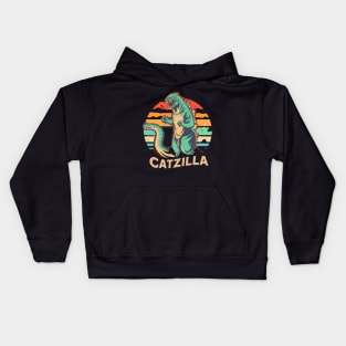 Vintage Catzilla Fire cat Kids Hoodie